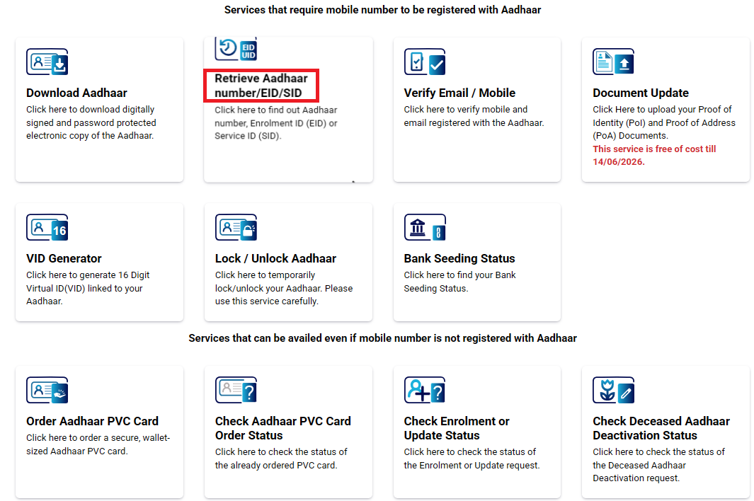 Retrieve Aadhaar